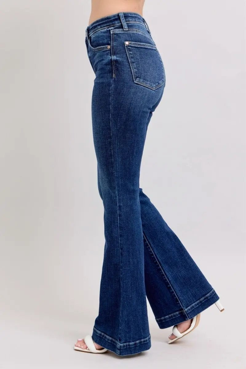 Judy Blue Full Size High Rise Flare Jeans with Pockets Plus Size - Love Salve